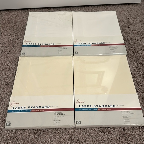 cranes Other - Crane’s Large Standard Envelopes 100% Fine Cotton 4-packs of 10 9x12